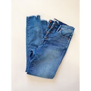 Madewell Button Fly 10" High Rise Skinny Jeans Raw Hem Size 28